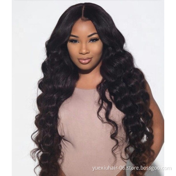 Brazilian Loose Deep Human Hair Wig For Black Women Glueless Cuticle Aligned Full HD transparent  medium brown Lace Front Wigs